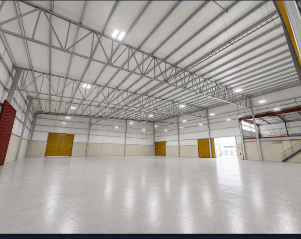 Vista interior acabada de nave industrial Flex Tec en Cadereyta N.L.